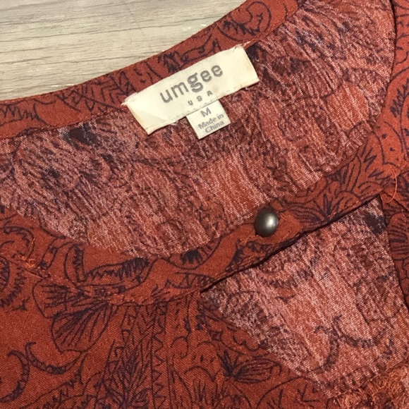 UMGEE | Rust Printed Flowy Dress - Picture 2 of 3